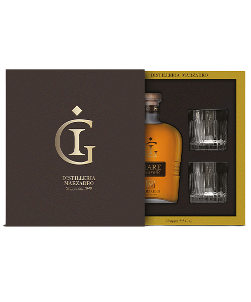 Grappa "Giare Cristallo" Amarone con 2 Bicchieri