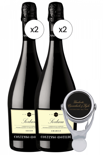 2 Lambrusco Amabile + 2 Lambrusco Secco Contessa Matilde Cavicchioli + OMAGGI