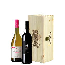 Cassetta Banfi con Bolgheri Aska e Vermentino La Pettegola