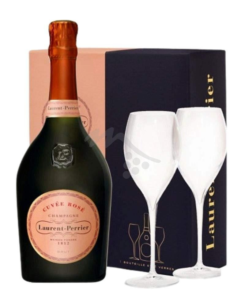 Confezione 2 Calici Cuvée Brut Rosé Champagne AOC Laurent-Perrier