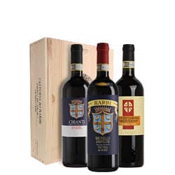 Cassetta con Brunello, Chianti e Morellino
