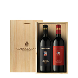 Cassetta con Campogiovanni Rosso e Brunello di Montalcino